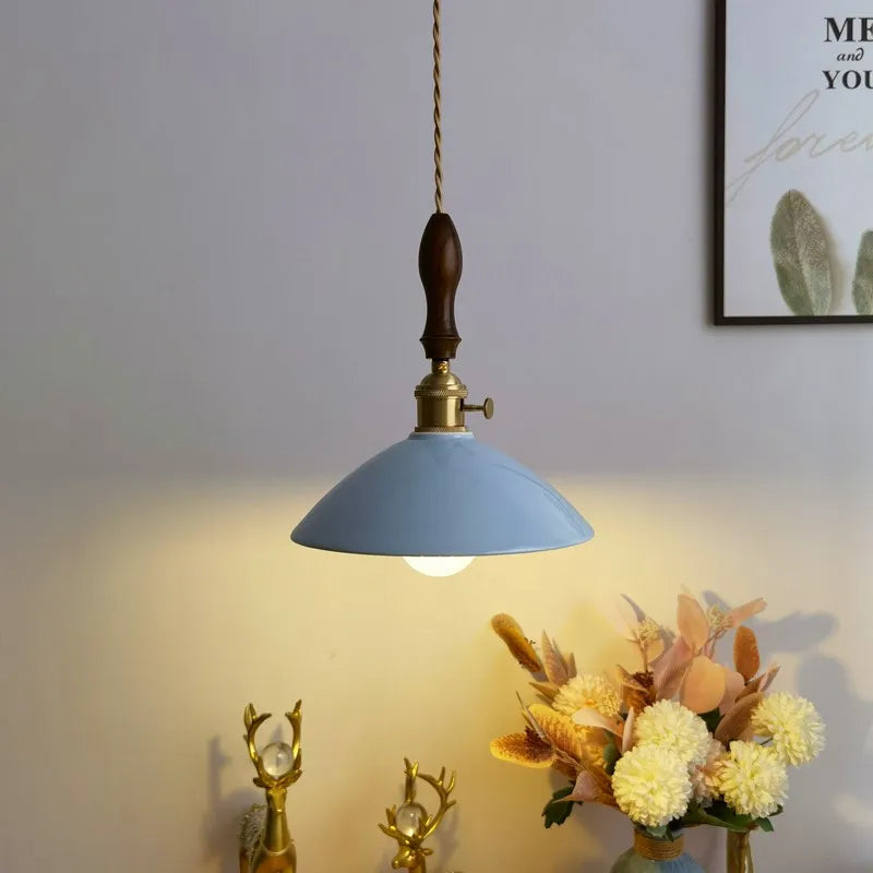 Afralia™ Ceramic LED Pendant Lamp: Modern Wood Handle Hanging Light Fixtures