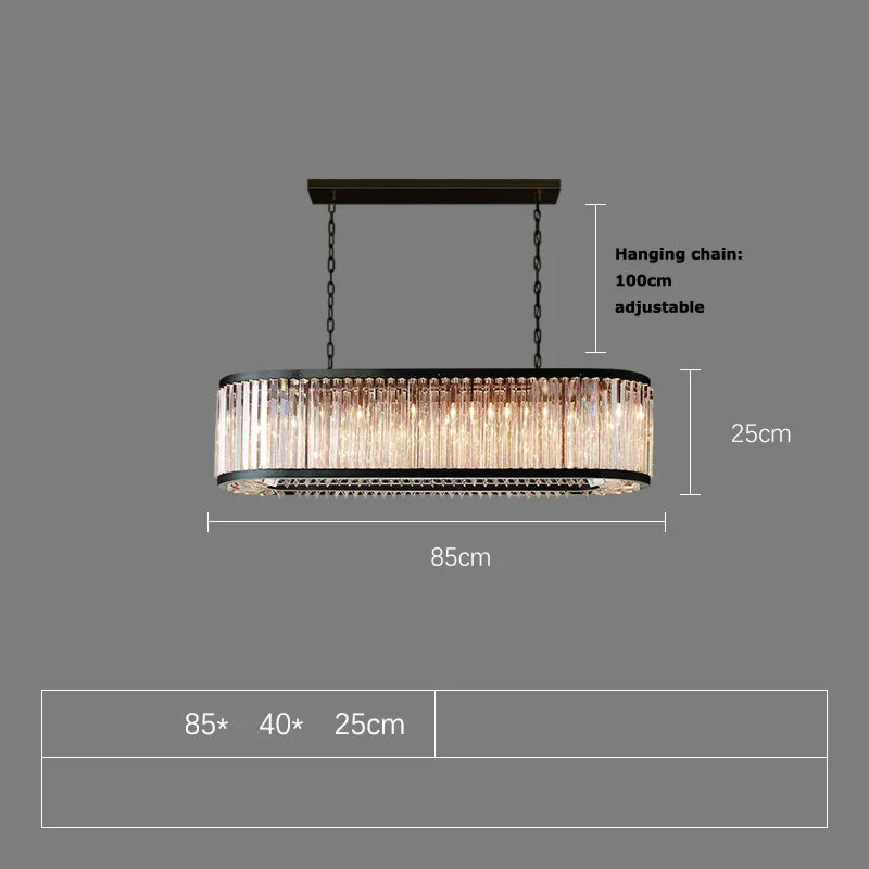 Afralia™ Black Crystal Round LED Chandelier Hanging Lamp for Living Room