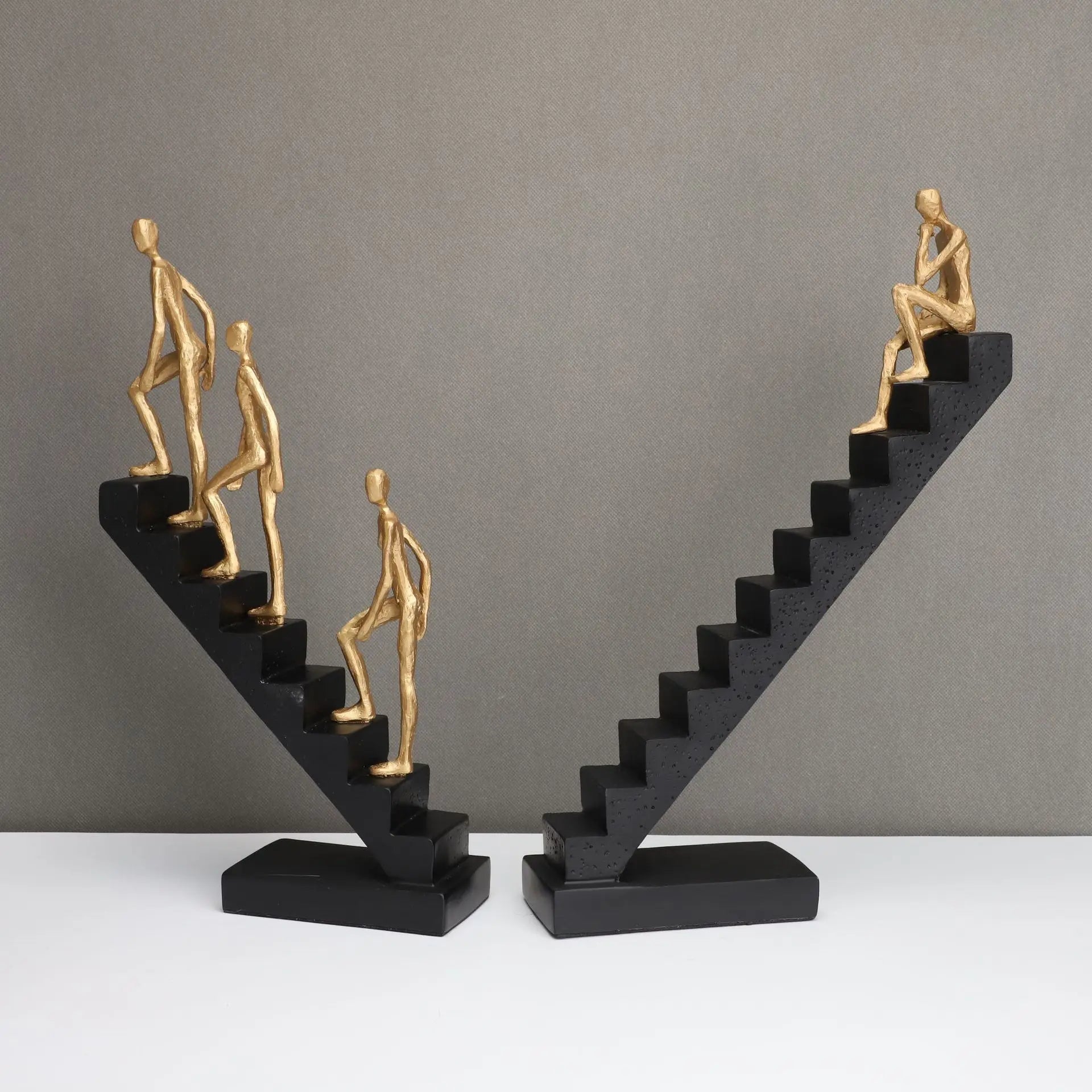 Afralia™ Golden Man Climber Staircase Abstract Sculpture Home Decor Ornaments