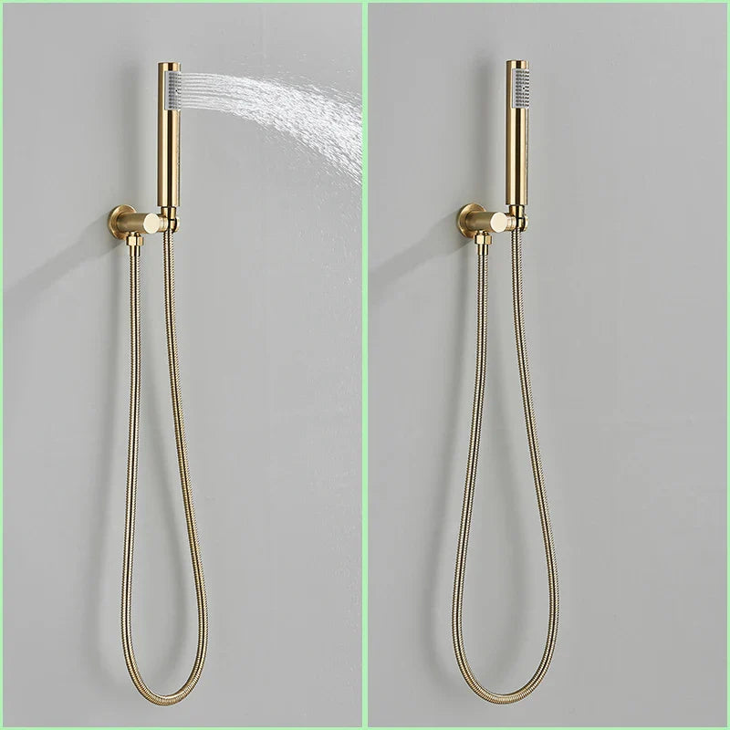 Afralia™ Brushed Gold Shower Faucet Set Wall Mount Rainfall Shower System