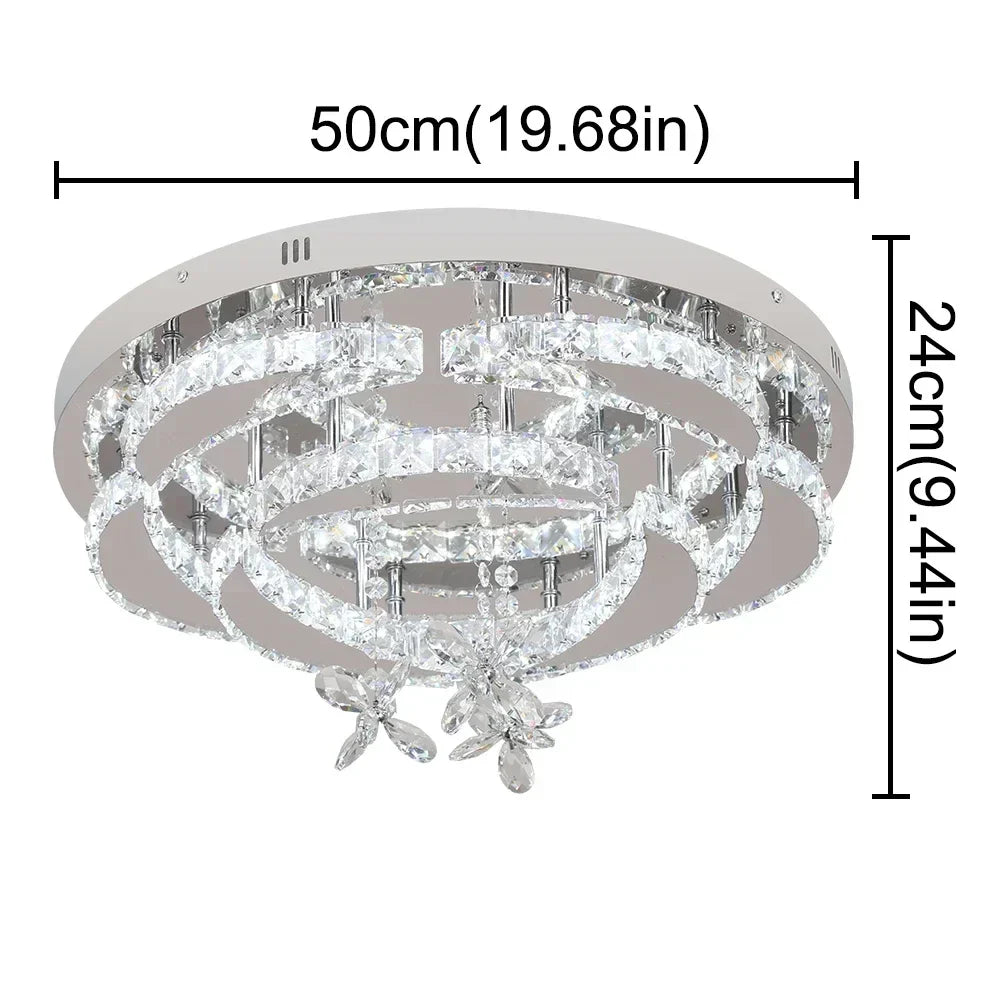 Afralia™ Luxury Crystal LED Chandelier Ceiling Lamp for Living & Dining Room