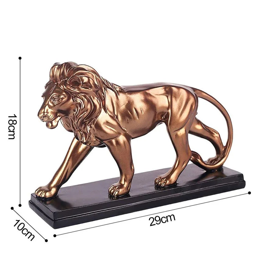 Afralia™ Male Lion Resin Statue Figurine Decor Ornament Sculpture Home Gift
