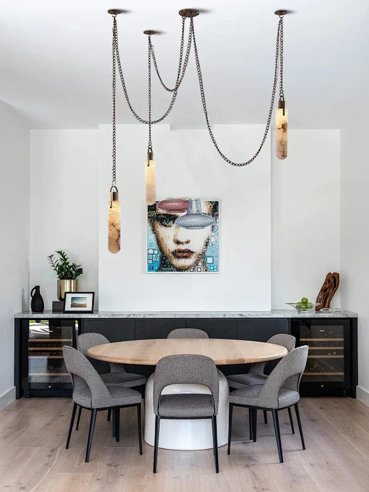 Afralia™ High Ceiling Alabaster Chandelier with Marble Luxury Design