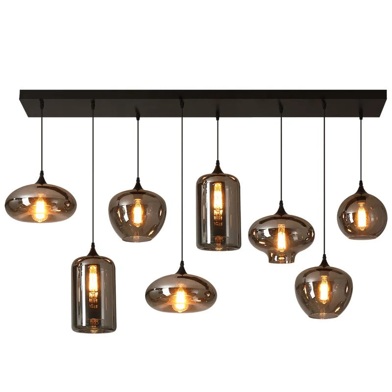 Afralia™ Nordic Smoke Gray Glass Chandelier: Modern Industrial Style for Restaurant, Coffee Shop, Bar