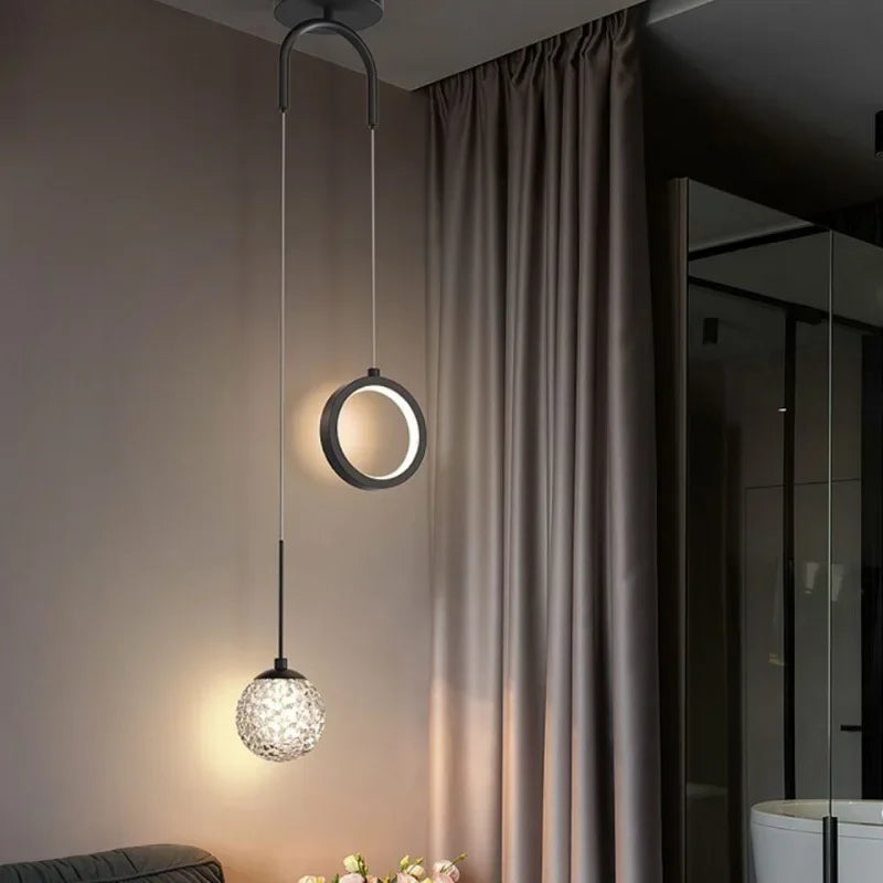 Afralia™ Gold Ring LED Pendant Light for Ceiling Luxury Decor in Living Room