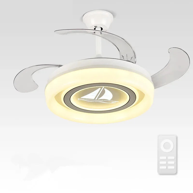 Afralia™ Modern Minimalist LED Ceiling Fan Light with Remote Control
