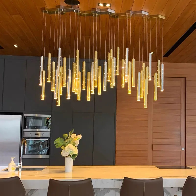 Afralia™ Modern Cylinder Ceiling Chandelier for Home, Living Room, and Bar Lighting