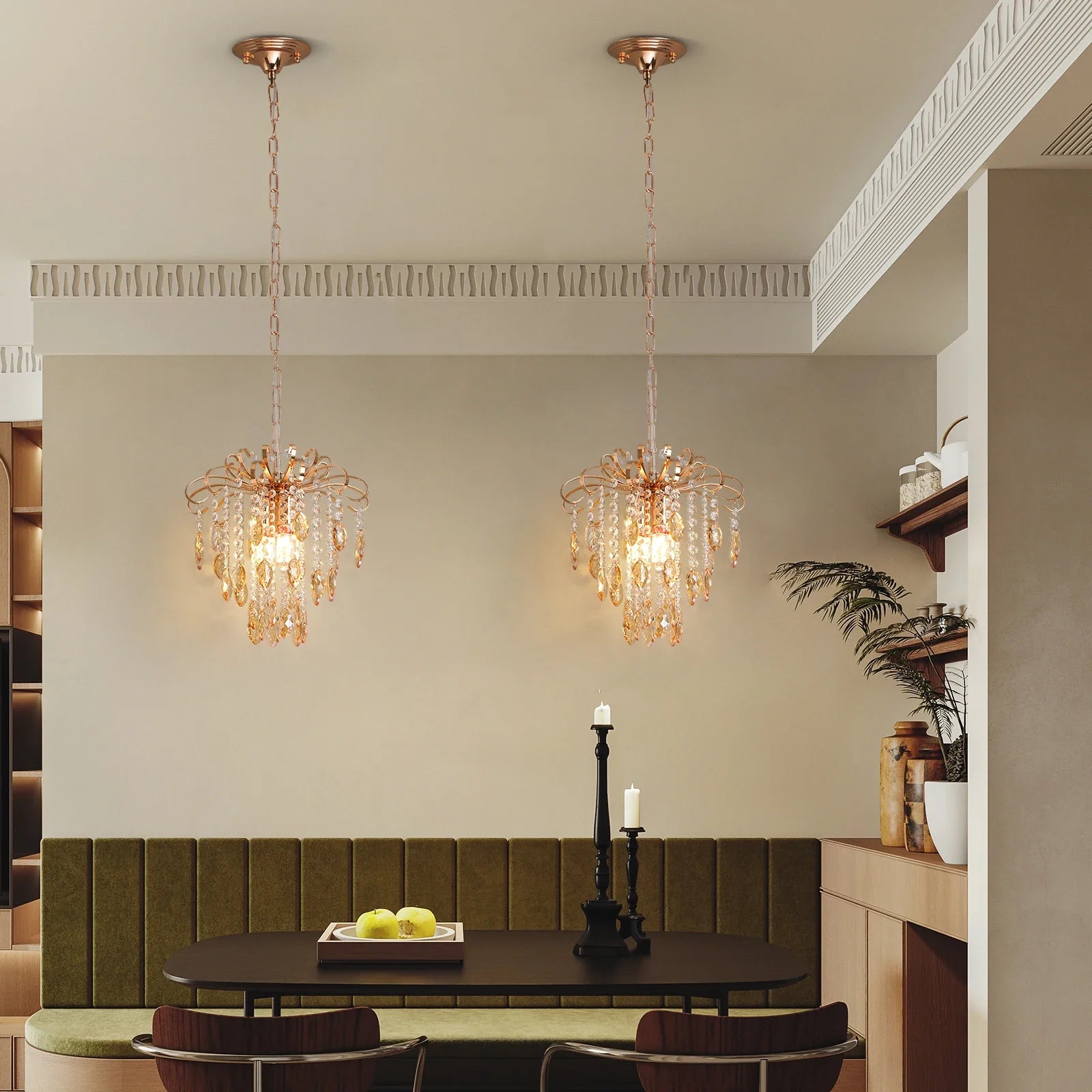 Afralia™ Crystal Led Pendant Light Modern Chandelier Ceiling Lamp for Living Room