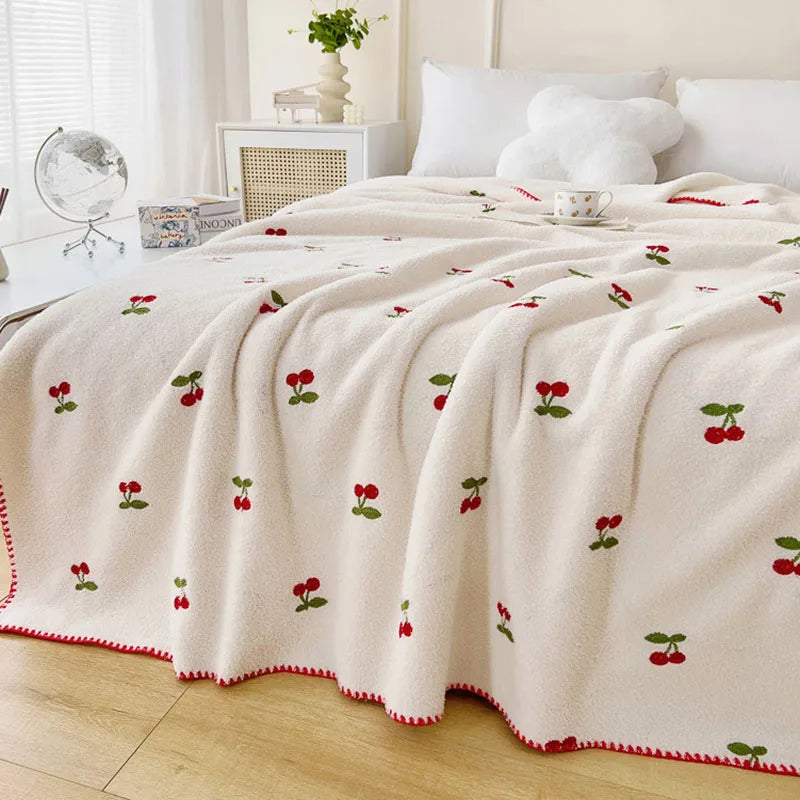 Afralia™ Flower Embroidered Lamb Wool Blanket: Versatile All Seasons Shawl & Travel Companion