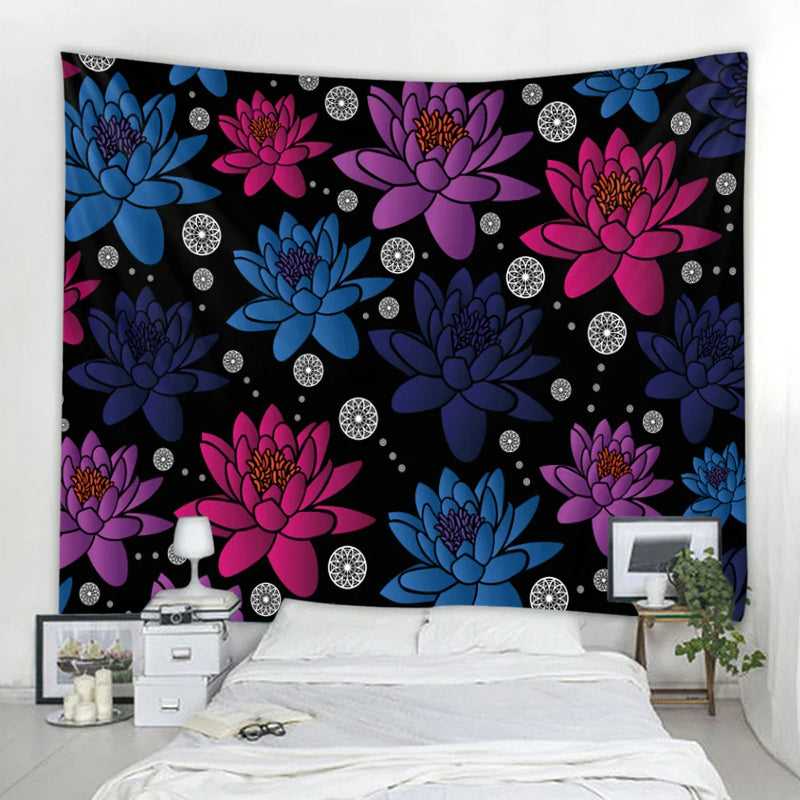 Afralia™ Floral Mandala Tapestry Wall Hanging for Boho Room Decor