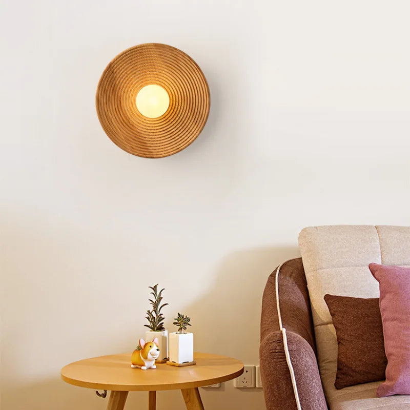 Afralia™ Round Wood G9 Bulb Wall Lamp | Modern Style for Home & Hotel Lighting