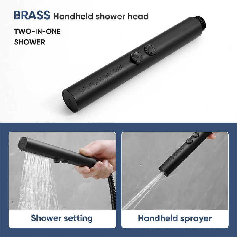 Afralia™ Black Stainless Steel High Pressure Shower Head Handheld Spray Nozzle