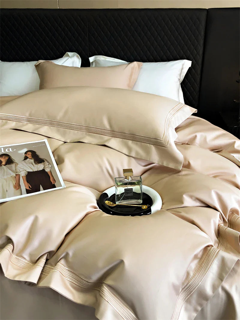 Afralia™ Luxury Embroidered Egyptian Cotton Bedding Set