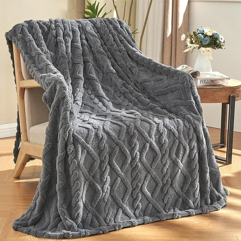 Afralia™ Super Soft Furry Throw Blanket for Girls Women, Stylish Design, Cozy & Warm