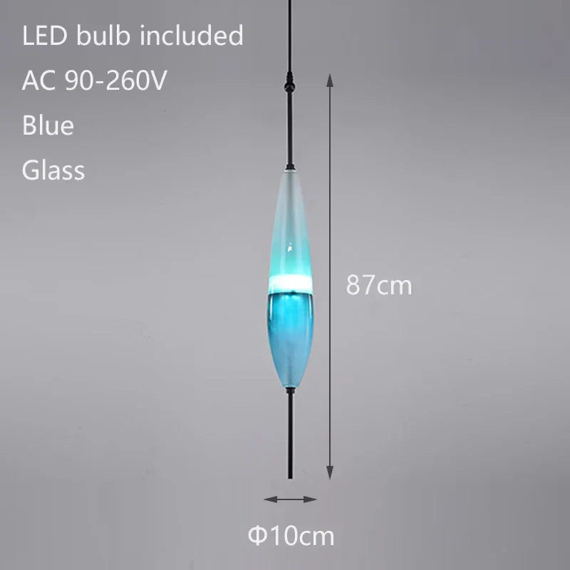 Afralia™ Nordic Blue Glass Chandelier LED Art Deco White Pendant for Dining Room & Kitchen
