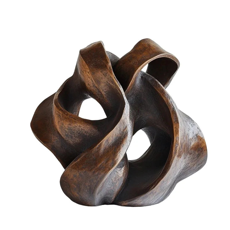 Afralia™ Gold Geometric Abstract Resin Ring Figurines for Stylish Home Decor
