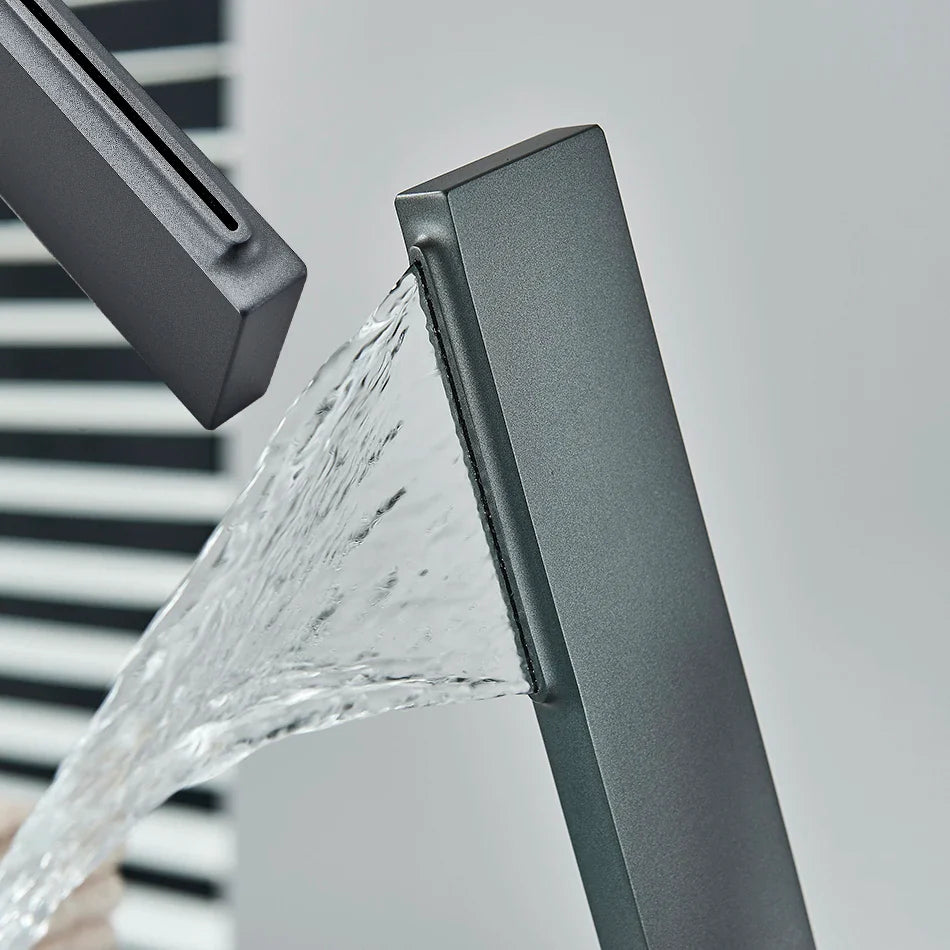 Afralia™ Modern Bathroom Basin Faucet Single Hole Mixer Tap Hot Cold Water Deck Mount