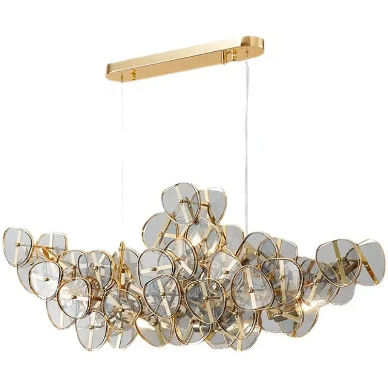 Afralia™ Sunflower Glass Chandelier LED Light for Living Room, Restaurant, Bar - Modern Luxury Design