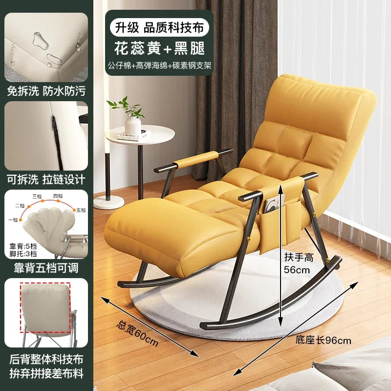 Afralia™ Nordic Rocking Chair Recliner, Adult Single Sofa for Home Balcony Leisure