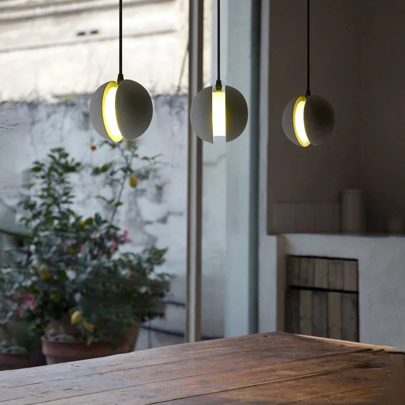 Afralia™ Cement Planet Chandelier Hanging Lamp for Dining Room & Bedroom