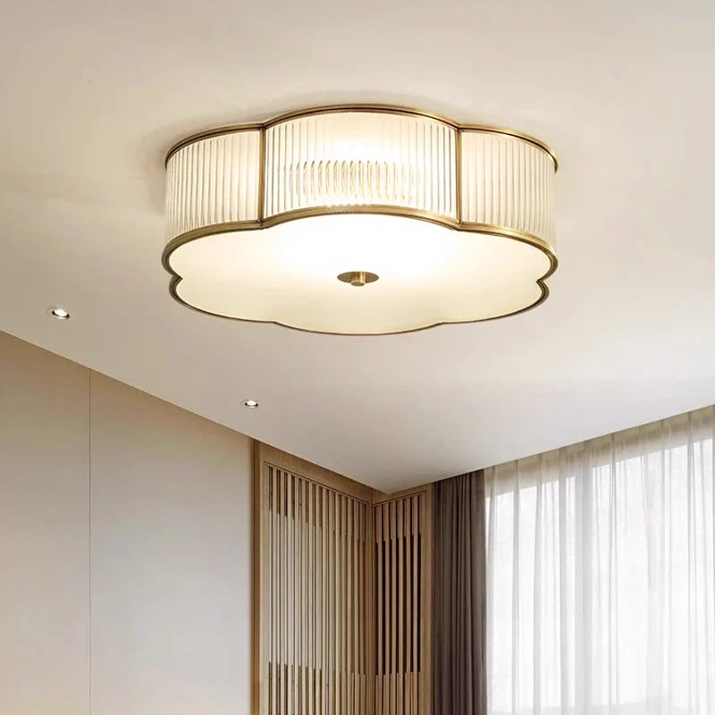 Afralia™ Copper Glass Ceiling Light, LED Foyer Restaurant Living Room Lamp