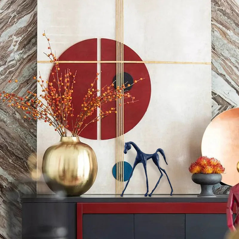 Afralia™ Thin Horse Metal Sculpture Abstract Animal Figurine for Home Decor