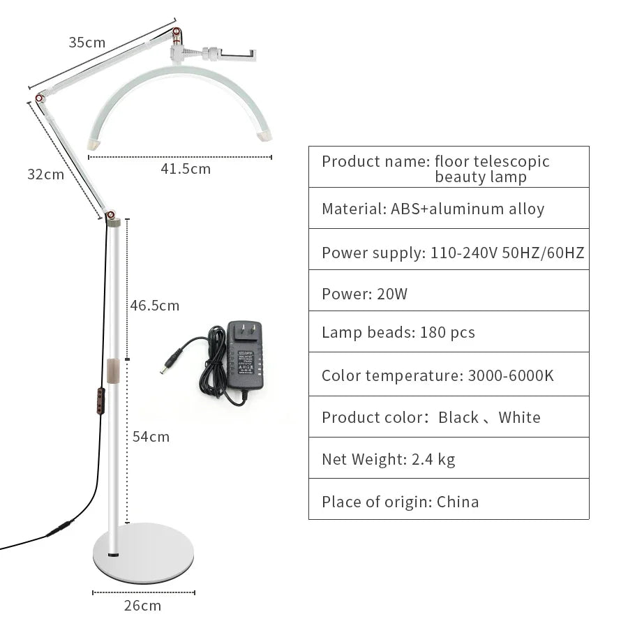Afralia™ LED Moon Beauty Floor Lamp for Eyebrow Tattoo & Eyelash Extensions