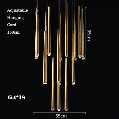 Afralia™ Retro Copper Gold Chandelier Pendant Light for Living Room Dining Bar