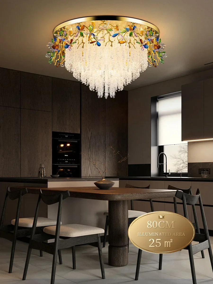 Afralia™ Modern Gold K9 Crystal Branch Chandelier for Bedroom Living Room Kitchen
