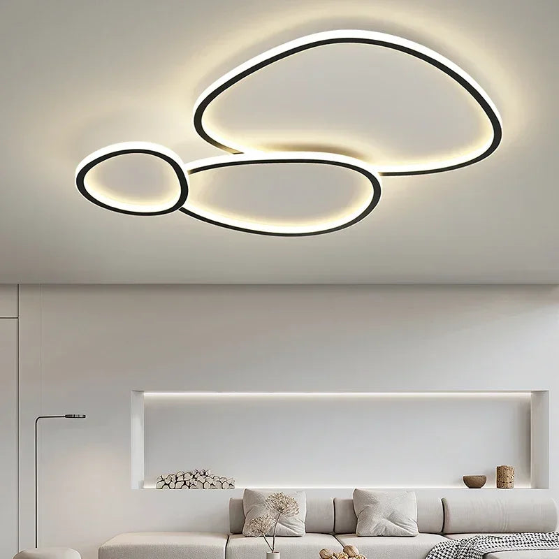 Afralia™ Modern Smart Living Room Chandeliers Set with LED Ceiling Lights