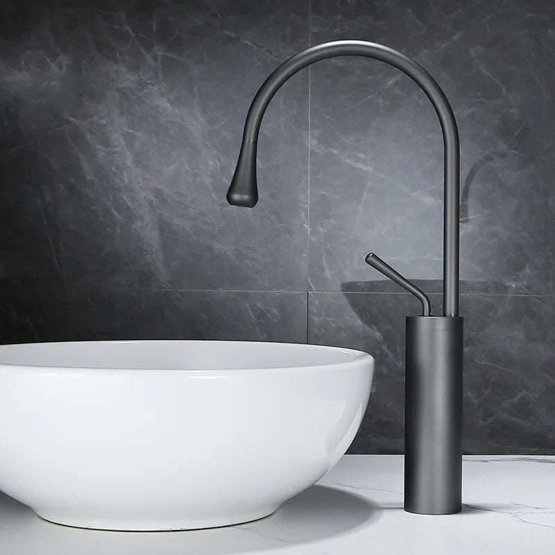 Afralia™ Brushed Gold Basin Faucet Hot Cold Black Sink Kitchen Swivel Water Crane