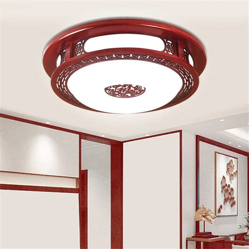 Afralia™ Solid Wood LED Ceiling Lights for Modern Living Room and Bedroom