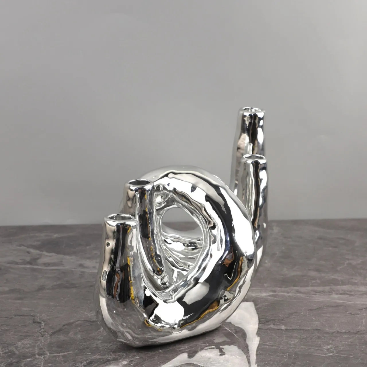 Afralia™ Silver Resin Geometric Candle Holder Candelabrum for Home Decor & Weddings