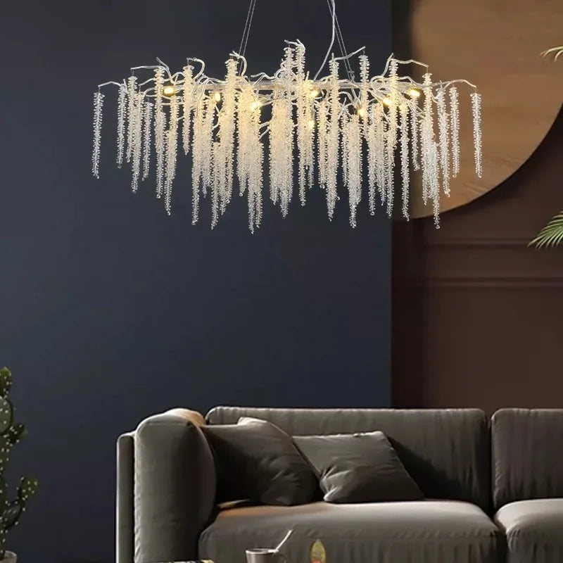 Afralia™ Crystal Branch Chandelier: French Style Romantic Tassel Ceiling Lamp