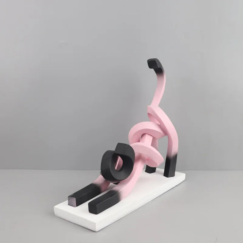Afralia™ Abstract Cat Sculpture: Resin Handicrafts for Children's Room Decor