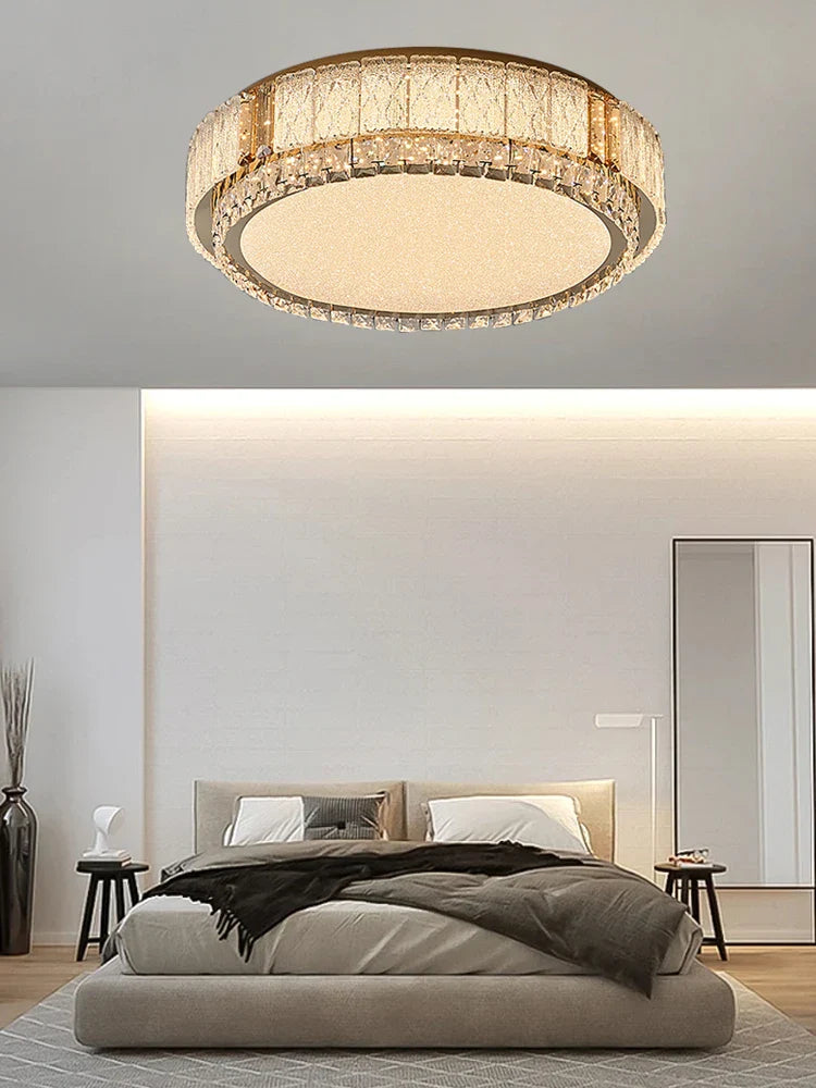 Afralia™ Crystal Glass Ceiling Lamps LED Light Fixture for Modern Living Room Decor