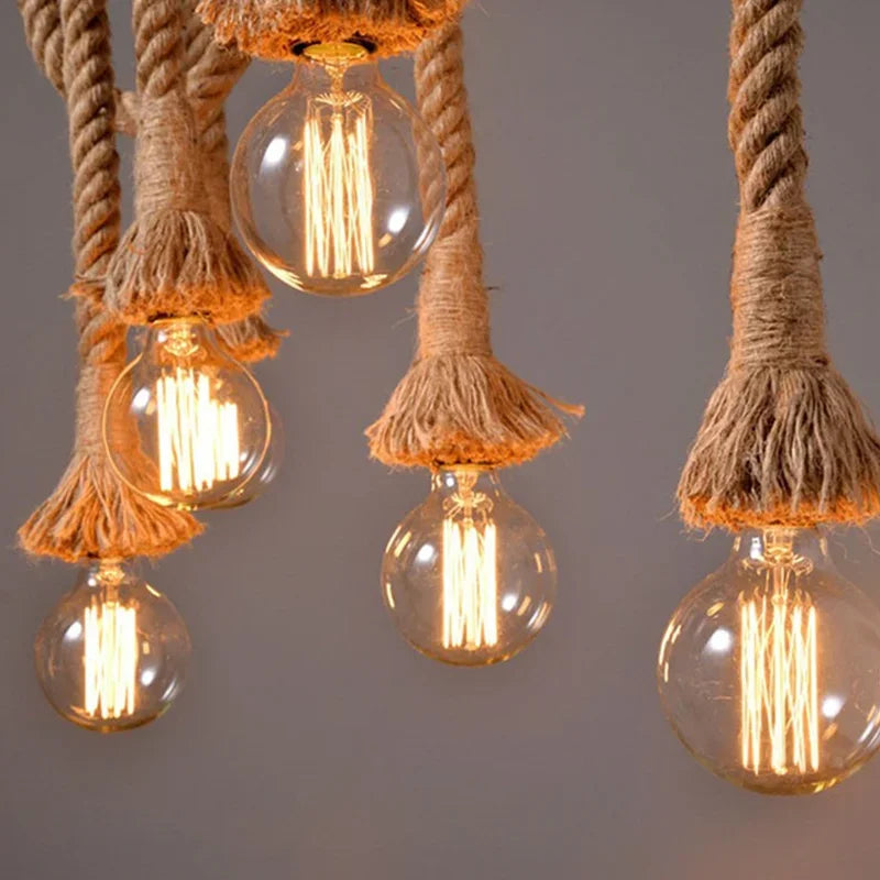 Afralia™ LED Pendant Lamp: Retro Hemp Rope Hanging Light, Industrial Vintage Style for Home Decor.