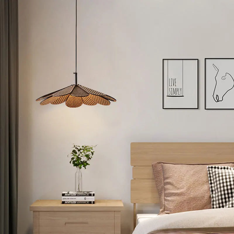 Petal Shape Wood Dining Room Pendant Lights, Adjustable Cord, Warm Glow, Afralia™ Brand
