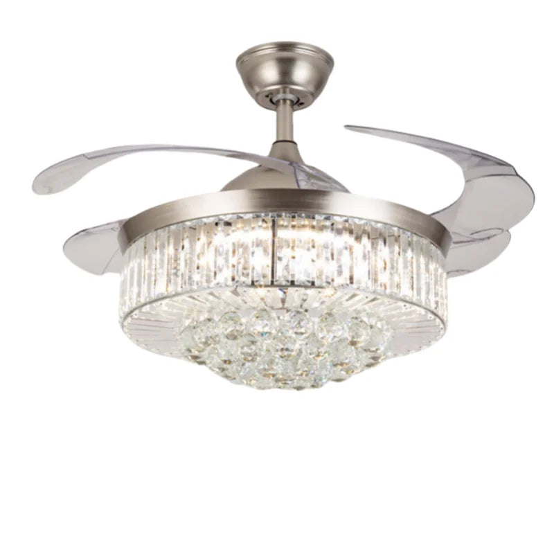 Afralia™ Crystal Ceiling Fan with Remote Control and Retractable Blades
