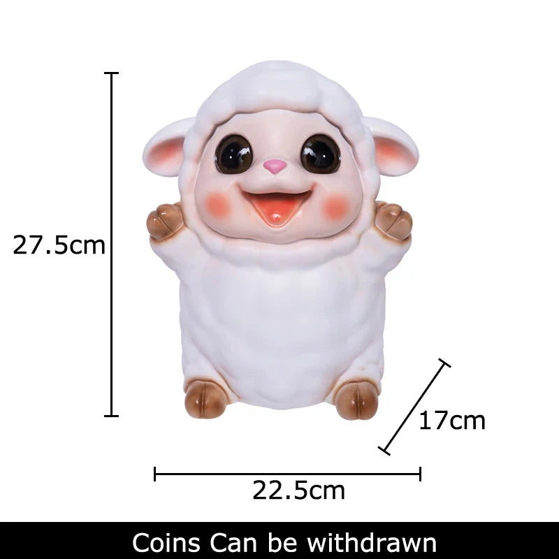 Afralia™ Little Lamb Child Savings Jar Piggy Bank Aesthetic Desk Ornament Sculpture