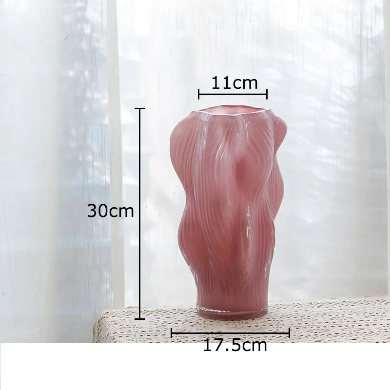 Afralia™ Shaped Ripple Glass Vase for Desk Decoration and Floral Arrangements