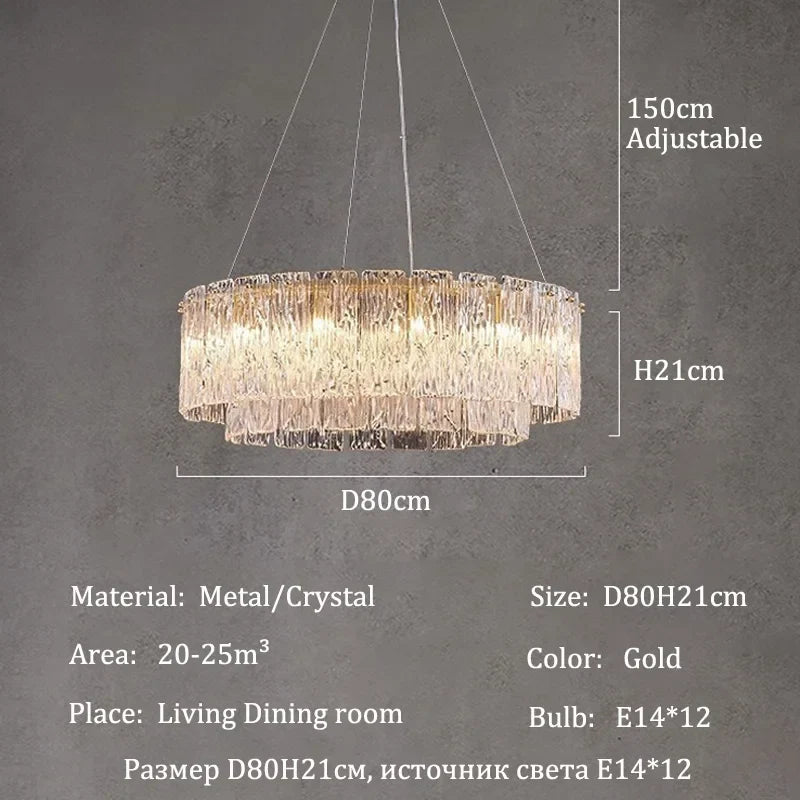 Afralia™ Crystal Ceiling Chandelier for Luxe Living Room & Dining Table Lighting