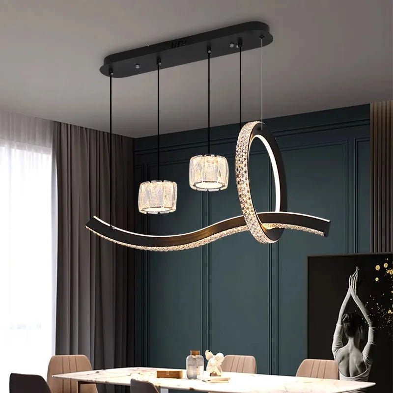 Afralia™ Crystal Chandelier Stair Pendant Lamp Living Room Interior Lighting