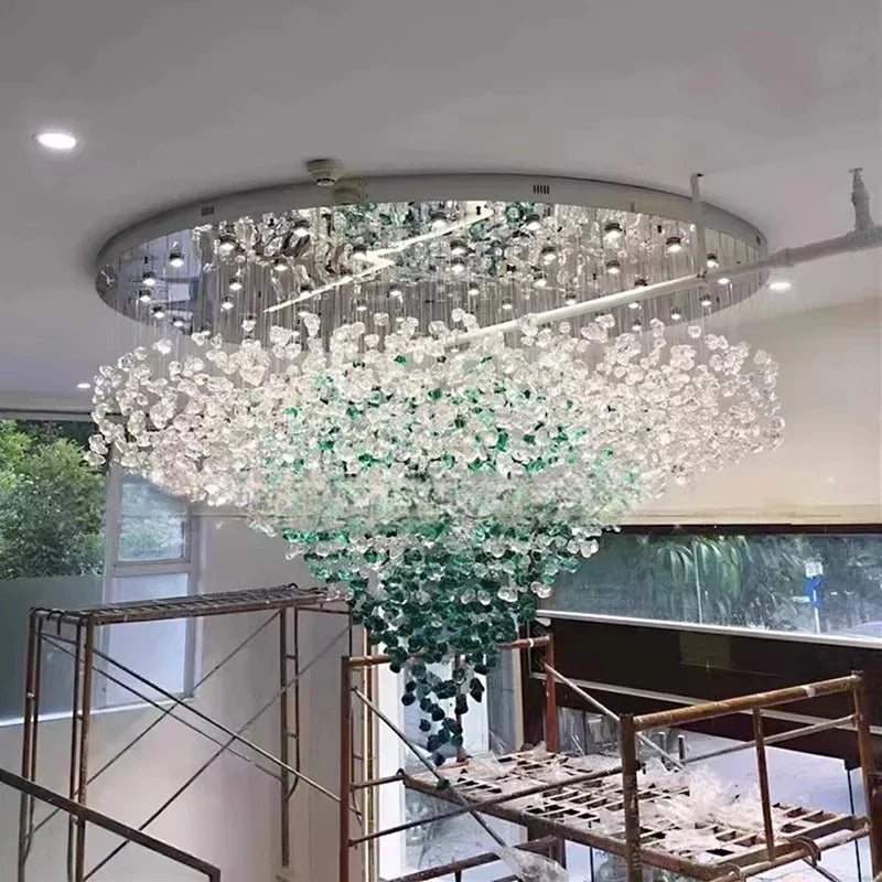 Afralia™ Modern Crystal Stone Chandelier for Hotel Lobby, Staircase, and Villa