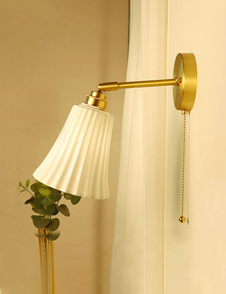 Afralia™ Retro Brass Wall Sconce - Luxury Bedroom Ceramic Wall Light