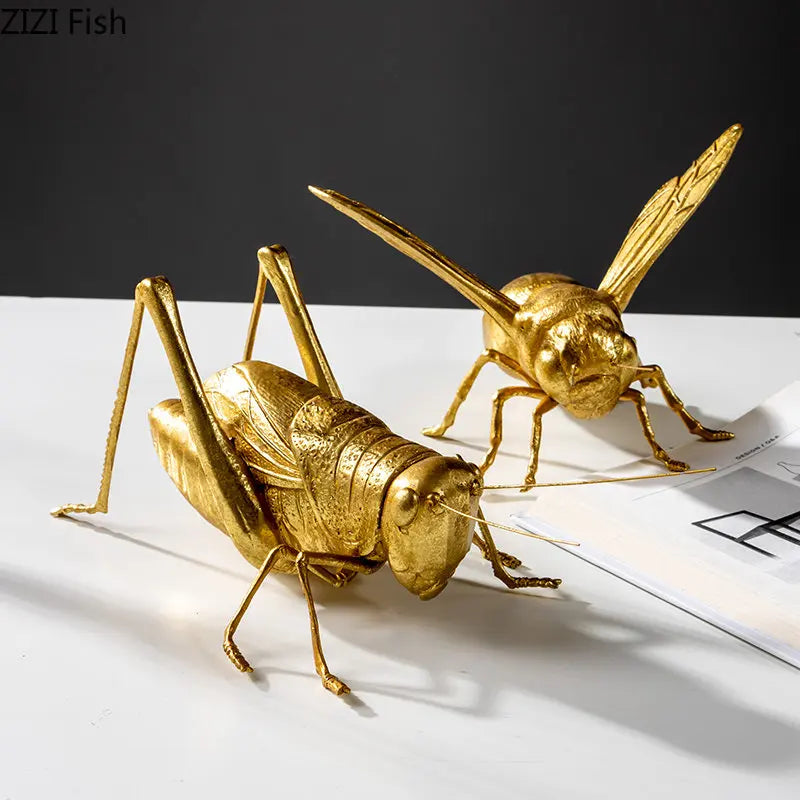 Afralia™ Golden Honeybee Insect Statue Desk Decoration for Living Room