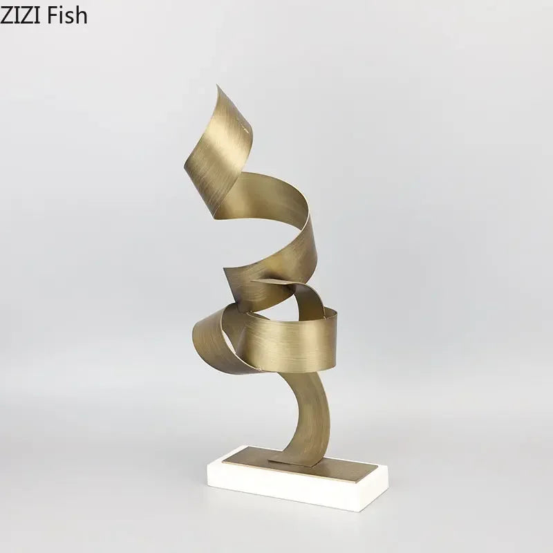 Afralia™ Streamer Marble Metal Statue - Modern Living Room Decor