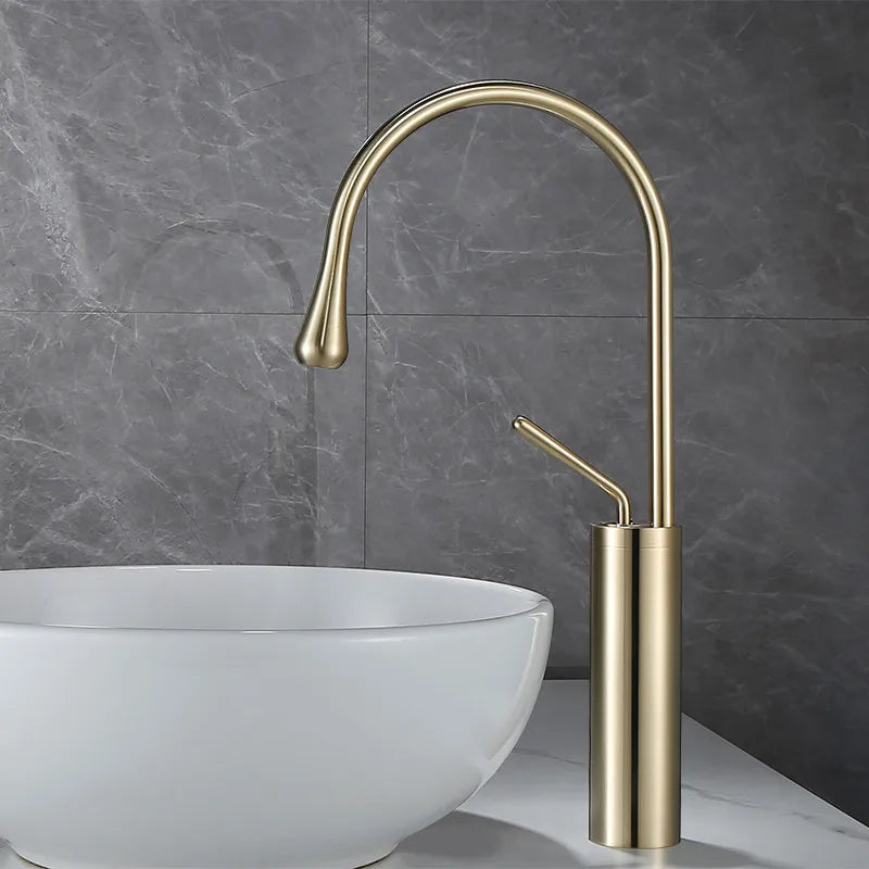 Afralia™ Brushed Gold Basin Faucet Hot Cold Black Sink Kitchen Swivel Water Crane