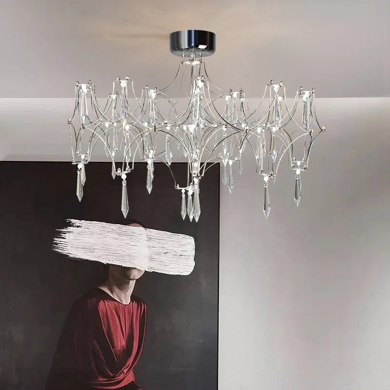 Afralia™ Starry Crystal Chandelier Ceiling Light for Luxury Living Spaces