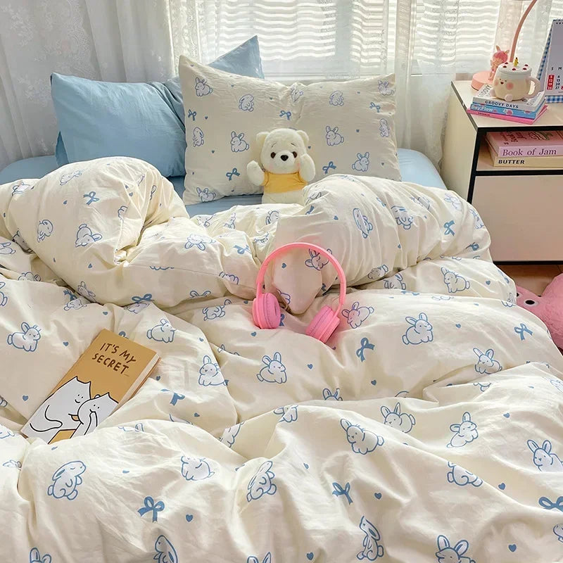 Afralia™ Cozy Cartoon Printed Cotton Comforter Set for Adults
